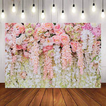 Flower wedding backdrop pink floral bridal shower background for photo studio happy birthday floral theme party decoration props 2024 - buy cheap