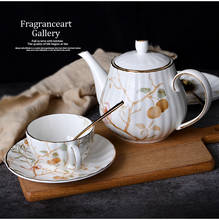 Juego de té de porcelana de hueso para el hogar, juego de cerámica de estilo europeo, té de la tarde inglés, taza de café, platillo, tetera Retro 2024 - compra barato