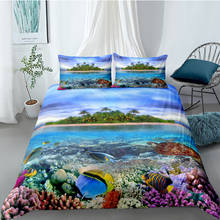 Tropical Fish Bedding Set Double Fashionable Lifelike 3D Duvet Cover Island King Queen Twin Full Single Unique Design Bed Set 2024 - buy cheap