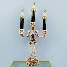 Vela de caveira para halloween, com luz de led, esqueleto, fantasma, manual, sem chamas, luminária para festa, decoração de bar 2024 - compre barato