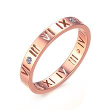 Good Luck Roman Arabic numerals rose gold color cubic zirconia ladies fashion jewelry finger rings for women girls 2024 - buy cheap