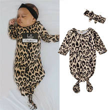Faixa de algodão para bebês recém-nascidos, estampa de leopardo, saco de dormir, cobertor enrolador para bebês com faixa para cabeça, 2020 2024 - compre barato