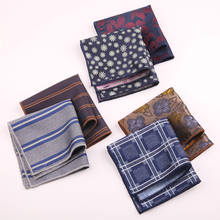Men's Pocket Square Handkerchiefs 23*23cm floral striped hankerchief man Polyester Scarves Vintage Fabric Business Suit Hankies 2024 - buy cheap