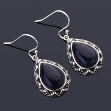 925 Sterling Silver Drop Earring Blue Sandstone Gemstone Earrings For Women Vintage Jewelry For  Engagement Party Anniversary 2024 - buy cheap