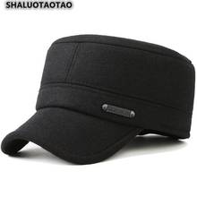 Shaluotaotao novo chapéu liso masculino inverno moda engrossar chapéus militares de lã tamanho ajustável proteção de ouvido térmica marca tampões 2024 - compre barato