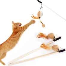 Кошка игрушка кошки деревянный полюс котенок игрушки Кот тизер палочка игрушка случайный цвет животное 2024 - купить недорого