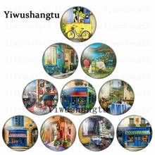 Town scenery Quiet  life oil painting 12mm/20mm/25mm/30mm Round photo glass cabochon demo flat back Making findings 2024 - buy cheap