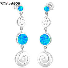 Desinger Round style Huge Wholesale & Retail Blue Fire Opal Silver Drop Earrings Fashion Jewelry OE113 2024 - buy cheap