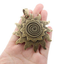 Accesorios de joyería DIY, 2 piezas grandes, bronce antiguo tallado, espiral, remolino, forma de sol, colgante para collar, 66x62mm 2024 - compra barato