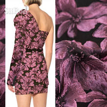 Francês elegante em relevo estilo preto fundo rosa floral jacquard brocado tecido para mulher vestido de verão blazer tissu sp6053 2024 - compre barato
