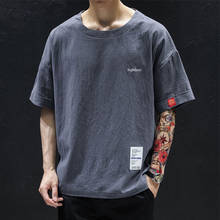 Camiseta holgada de lino para hombre, camisa de manga corta de estilo Hip hop, ideal para estudiantes de verano, 5XL, 4XL, 115KG 2024 - compra barato