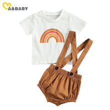 Ma & Baby-Conjunto de ropa de verano para recién nacidos, camiseta de manga corta y pantalones cortos de arcoíris, 0 a 24 meses 2024 - compra barato