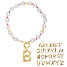 Collar de perlas con letras del alfabeto para mujer, Gargantilla cursiva de lujo con 26 letras del nombre del monograma, letras del alfabeto, A-Z inglesa 2024 - compra barato