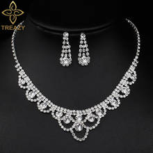 TREAZY Celebrity Silver Color Rhinestone Crystal Bridal Jewelry Sets Choker Necklace Earrings Women African Wedding Jewelry Sets 2024 - buy cheap