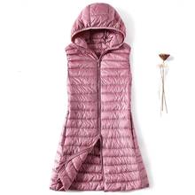 Sanishroly Plus Size 4XL Winter Womens Ultra Light Down Jackets Long Hooded Vest Casual Waistcoat Autumn Coat Slim Parkas SE1118 2024 - buy cheap