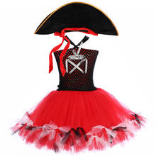 Pirata tutu vestido preto vermelho crianças meninas fantasia vestido halloween carnaval cosplay capitão pirata traje para meninas roupas de festa 2024 - compre barato