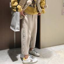 Winter Thicken Knitted Women Straight Pants Casual Oversized Loose Elegant Warm Ankle-Length pants Korean Sweaters trousers 2021 2024 - buy cheap