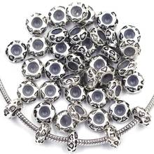 10Pcs Spacer Beads With Rubber Stopper Round Heart Love Silver Tone Fit European Charms Bracelets Jewelry DIY 11x5mm 2024 - buy cheap