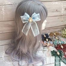 Japanese soft sister super large bow hair clip snow yarn side clip hair accessories lolita girl simple duckbill clip headwear 2024 - buy cheap