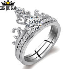 Nueva joyería de moda, anillos de corona de circón de doble capa de acero inoxidable para mujer, regalos, Anillo sortija Anillo Punk de plata 925, Anillo para hombre 2024 - compra barato