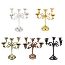 Candelabros com 5 braços de metal, suporte de vela, peça central de eventos de casamento, candelabros para casa, decoração de mesa, adereço de ornamento 2024 - compre barato