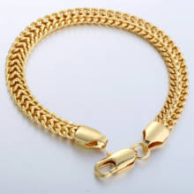 Pulsera de cadena de doble corte para hombre y mujer, brazalete de oro cubano con cierre de langosta, 6mm de ancho, 20cm, DGB352 2024 - compra barato