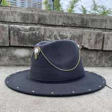 2Size Wool Women Men Black Steampunk Fedora Hat Acrylic Gems Wide Brim Jazz Church Cap Panama Sun Top Hat 2024 - buy cheap