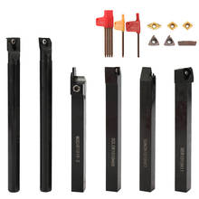 10mm 6 peças faça você mesmo liga dura com chave de inserção de carboneto, suporte de torno de haste, barra achatada, conjunto de ferramentas de torneamento, ferramenta de torno, cortador 2024 - compre barato
