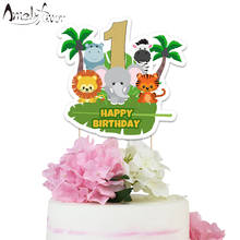 Safari Animal Theme Party Paper Cake Topper Baby Kid Birthday Event Party Decorations Supplies Safari Animals Custom-Made Topper 2024 - buy cheap