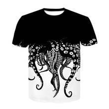 2020New unisex t shirts 3D printed black and white octopus  t-shirts short sleeve tshirts man summer Tshirt Short sleeve hip hop 2024 - buy cheap