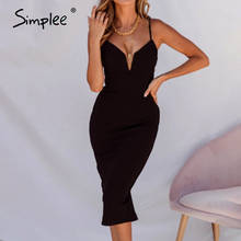 Simple Sexy v-neck bodycon dress Slim fit high waist sleeveless women party dress Elegant ladies sheath summer party dress 2024 - buy cheap