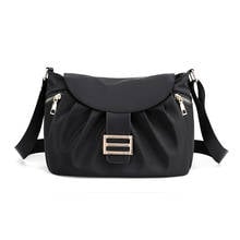 New Korean Fashion cross body bag woman Nylon Pleated side bags for women Solid Black Ladies small bag Casual Trendy bag 2021 2024 - buy cheap