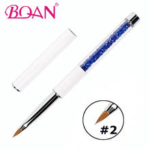 BQAN-pincel acrílico Kolinsky Sable para esculpir uñas en 3D, pintura en polvo líquido, herramienta de manicura de dibujo con mango de diamantes de imitación DIY, #2 2024 - compra barato