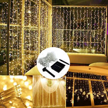 3x2/3x3m LED Solar Window Curtain String Light Outdoor Garden Lamp Christmas Wedding Holidays Party String Lights 2024 - buy cheap