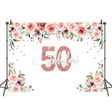 Telones de fondo de vinilo para fotografía, telón de fondo de 50 cumpleaños con diamantes, flores, Baby Shower, accesorios de estudio fotográfico 2024 - compra barato