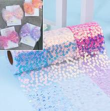 10 yards/roll 6cm/8cm/10cm/12cm DIY handmade material headdress hair bow colorful sequin holiday party decorative tulle ribbon 2024 - buy cheap