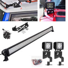 Para toyota fj cruiser 2007-2016 52 "300w conduziu a barra clara do trabalho com o telhado suportes superiores da montagem 16w conduziu o jogo dianteiro da luz do cowl 2024 - compre barato