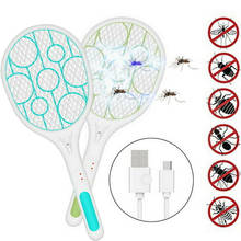 USB recargable eléctrico volar Pat hogar de raqueta asesino matamoscas y mosquitos de la raqueta 2024 - compra barato