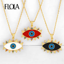 FLOLA Cubic Zirconia Blue Evil Eye For Women With Stone Enamel Greek Eye Necklaces Rainbow CZ Gold Statement Jewelry nkeq40 2024 - buy cheap