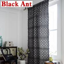 Cortina Jacquard geométrica negra con flecos para cocina, ventana de Bahía de país americano, cortina de puerta de cocina, media sombra acabada M215 #40 2024 - compra barato