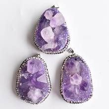 2020 New Hot Fashion natural stone Amethysts Necklace Pendant for jewelry making wholesale 3pcs/lot free shipping 2024 - buy cheap