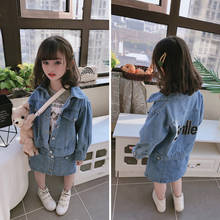 2020 new spring item girl fashion jeans suit including coat+skirt 2pcs per set 2024 - buy cheap