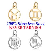 5 Pieces 12 Constellation Zodiac Charm Wholesale 100% Stainless Steel Never Tarnish High Polished AAAAA Quality Pendants 2024 - buy cheap