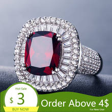 Visisap Retro Rubby grande rojo anillo de circón Icedout repleto de pedrería fiesta de aniversario regalos anillos para las mujeres joyería de moda B1140 2024 - compra barato