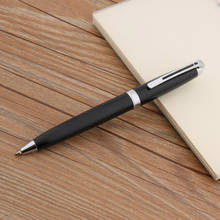 Металлическая школьная подарочная ручка, серебристая, черная шариковая ручка 2024 - купить недорого