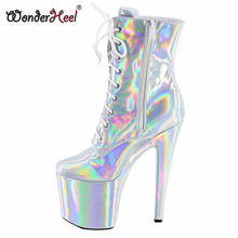 Wonderheel hot extreme high heel 8" stiletto heel platform Spike Heel bright patent  sexy fashion boots mid-calf boots big zie 2024 - buy cheap