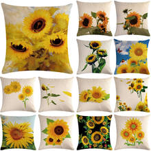 1pcs Sunflower Pattern Cotton Linen Throw Pillow Cushion Cover Car Home Sofa Bed Decorative Pillowcase Funda Cojin Pillows 40653 2024 - buy cheap