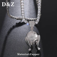 D&Z Hip Hop Iced Out Bling CZ Hand Holding Earth Necklaces Pendants Copper with AAA+ Zircon Tennis Chain Collier 2024 - buy cheap