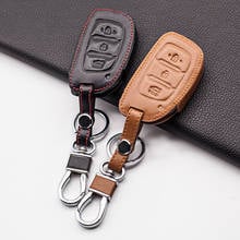 Soft texture leather car key key case cover for Hyundai i10 i20 i30 HB20 IX25 IX35 IX45 3 buttons remote control 2024 - buy cheap