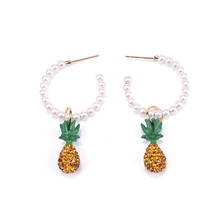 2020 New ZA Pineapple Pendant Earrings Women Faux Pearl Half Corcle C Shape Long Earrings Jewelry Female Statement ZA Earrings 2024 - buy cheap